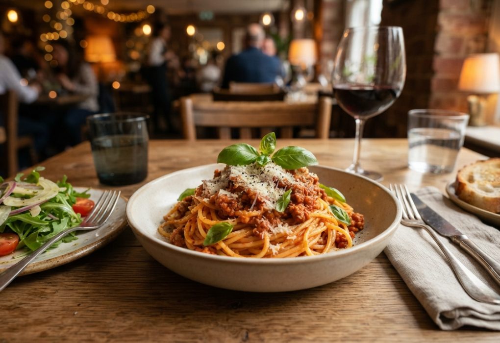 Restaurant-style pasta meal with homemade-inspired presentation